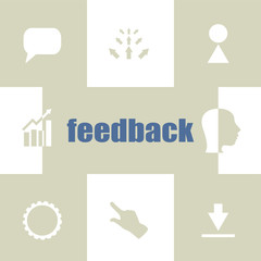 Poster - Text Feedback. It concept . Infographic Elements. Business icon set