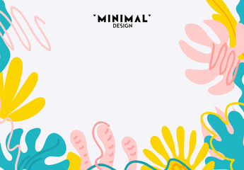 Wall Mural - summer background with palm leaves. tropical backdrop. seasonal design с растениями ветками. vector 