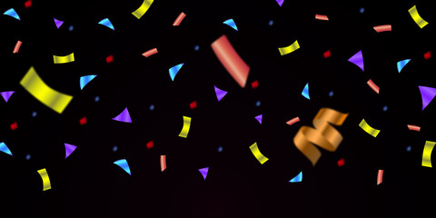 Poster - Vector colored paper confetti on the black background