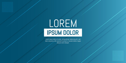 Poster - Abstract modern of blue and turquoise lines with shadow on gradient background