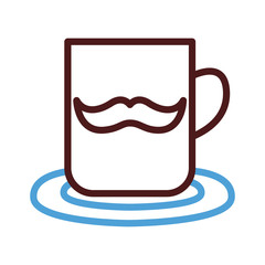 Poster - coffee cup with dad mustache line style icon