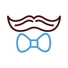 Poster - dad mustache hipster and bowtie line style icon