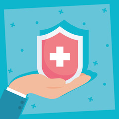 Canvas Print - health insurance service with shield