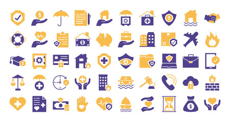 bundle of insurance set icons