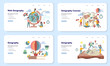 Geography web banner or landing page set. Global science studying
