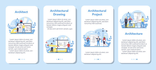 Poster - Architecture mobile application banner set. Idea of building project