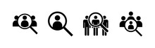 Hiring Icons Set. Human Resources Concept. Recruitment. Search Job Vacancy Icon. Hire. Find People Icon