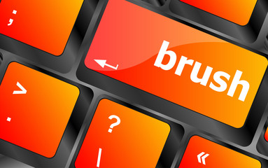 Poster - button with brush word on computer keyboard keys