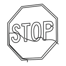 One Line Continuous Drawing Stop Sign