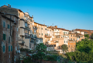 Symmetrical view of houses in the village of San Miniato