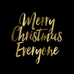 Wall Mural - Merry christmas everyone festive christmas phrase in sparkling golden glitter text