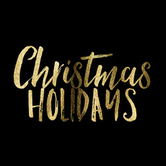 Wall Mural - Christmas holidays festive christmas phrase in sparkling golden glitter text