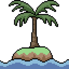 Wall Mural - vector pixel art isolated small island