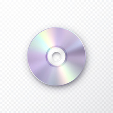 Compact disc for record data isolated on transparent background. Holographic golden disk icon. Vector graphic iridescent neon music cd or dvd template