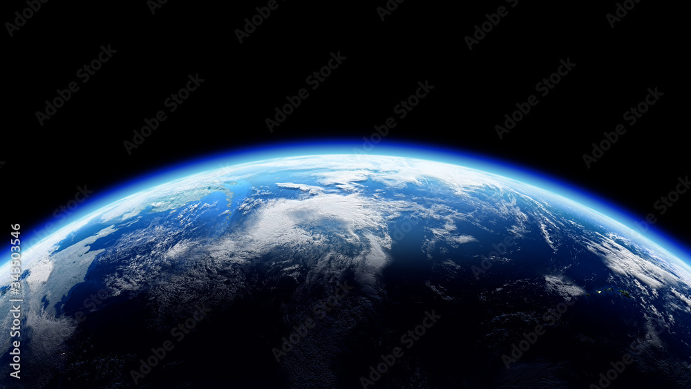 The Earth Space Planet 3D illustration background. City lights on planet. elements from NASA