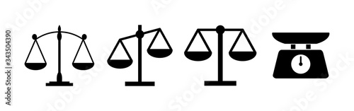 Fotomural Scales icons set. Law scale icon. Scales vector icon. Justice