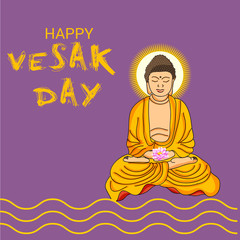 Poster - Vector illustration of a background or poster for celebrate Happy Vesak day or Buddha Purnima.