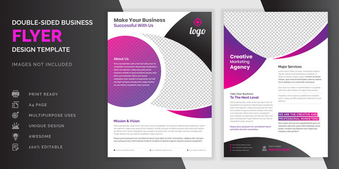 Wall Mural - Abstract creative modern professional double sided business flyer or corporate brochure design template