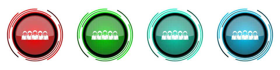 Leinwandbilder - People round glossy vector icons, set of buttons for webdesign, internet and mobile phone applications in four colors options isolated on white background
