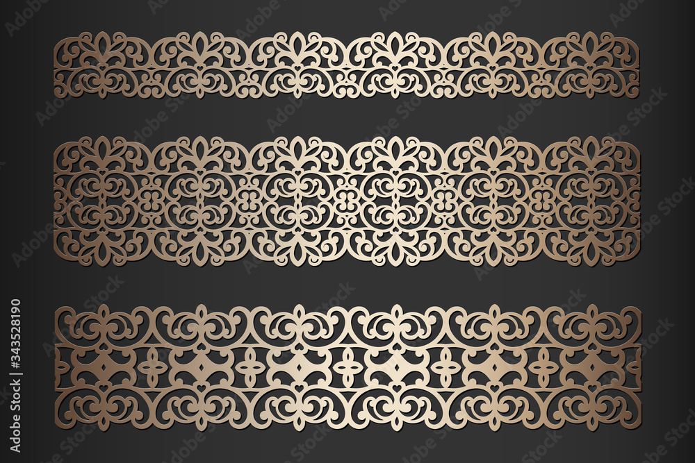 Line Laser Border Laser cut borders with lace pattern, vector. Element for decor, cutting ...