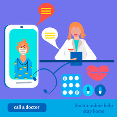 Medical consultation concept with doctor. Healthcare services. Vector illustration