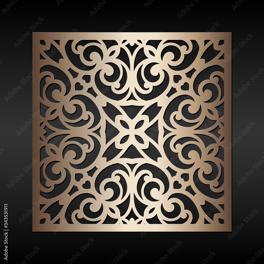 Square Metal Panel Pattern Laser cut square ornamental panel with pattern. Decorative element for ...