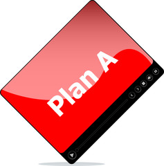 Poster - Video media player for web with plan a word . isolated on white