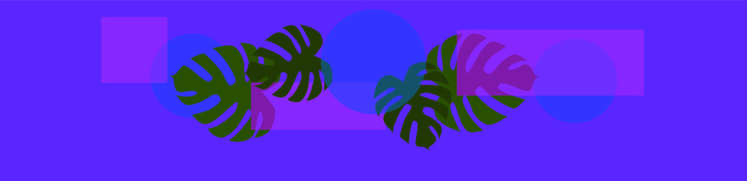 abstract with tropical leaves and geometric shapes
