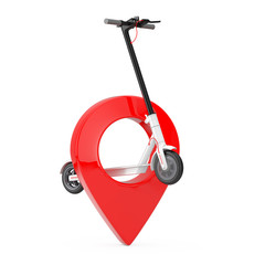 Aufkleber - White Modern Eco Electric Kick Scooter with Red Map Pointer Pin. 3d Rendering