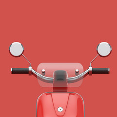 Poster - Red Classic Vintage Retro Motor Bike or Electric Scooter Handle Bar Closeup. 3d Rendering