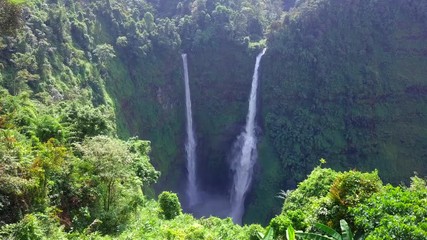 Sticker - Aerial view of Tad Fane waterfall in rainforest at Pakse and Champasak city Laos