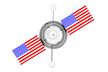 Poster - Modern World Global Navigation Satelite with USA Flag. 3d Rendering