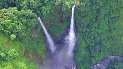 Sticker - Aerial view of Tad Fane waterfall in rainforest at Pakse and Champasak city Laos