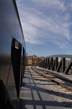 Train Bridge In The City In Prague . Train Railways  In Czech