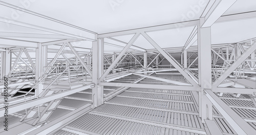 Cuadros en Lienzo Visualization of bim models of metal supporting structures in drawing style