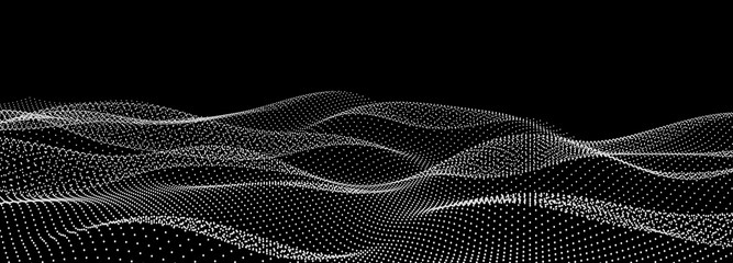 Leinwandbilder - Abstract digital wave of particles. Futuristic point wave. Technology background vector. Vector illustration