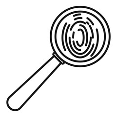 Poster - Magnifier fingerprint icon. Outline magnifier fingerprint vector icon for web design isolated on white background