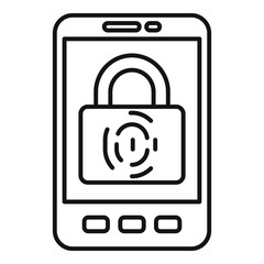 Poster - smartphone biometric authentication icon. outline smartphone biometric authentication vector icon fo