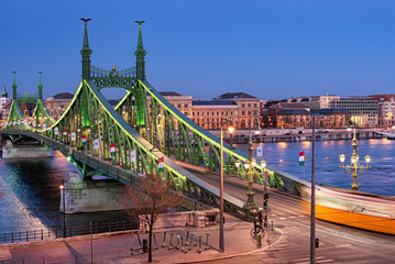 Sticker - Famous Liberty Bridge in Budapest in dusk