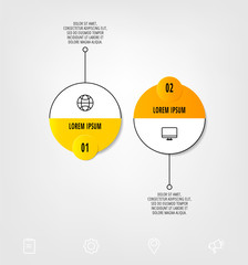 Vector template circle infographics. Business concept with 2 options and parts. Two steps for diagrams, flowchart, timeline. Path step by step