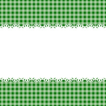 White Lace Stripe On Green Checkered Background, Vector Illustration.