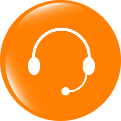 Poster - Headphones icon on round internet button original illustration