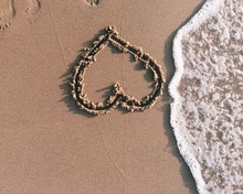 Directly Above Shot Of Heart Shape On Sand