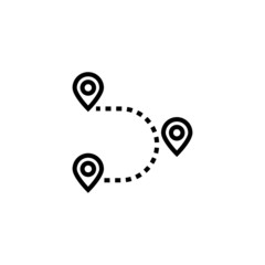 Poster - Location Icon, Route symbol  in outline style on white background