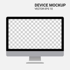 Wall Mural - Realistic AIO Computer mockup template isolated on white background. PC vector illustration.