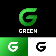 Wall Mural - Green G monogram. Original G letter. Network icon isolated on a different backgrounds. Typography. Lettering design.