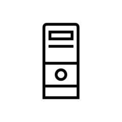 Poster - Computer system unit icon, pc system case symbol in outline style on white background