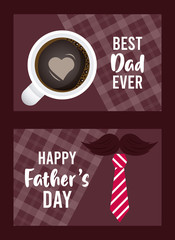 Poster - happy fathers day card with coffee cup and heart