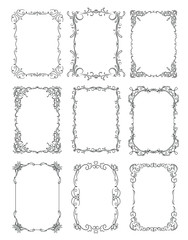 Fototapete - Set of six thin decorative stylish vector frames for your design