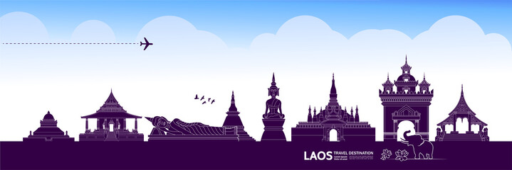 Fototapete - Laos travel destination grand vector illustration. 